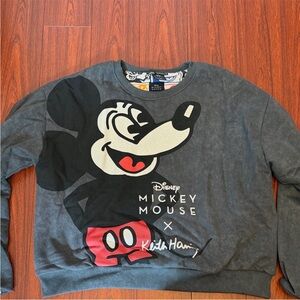 Gray Disney + Keith Haring Mickey Mouse Crew Neck Sweatshirt